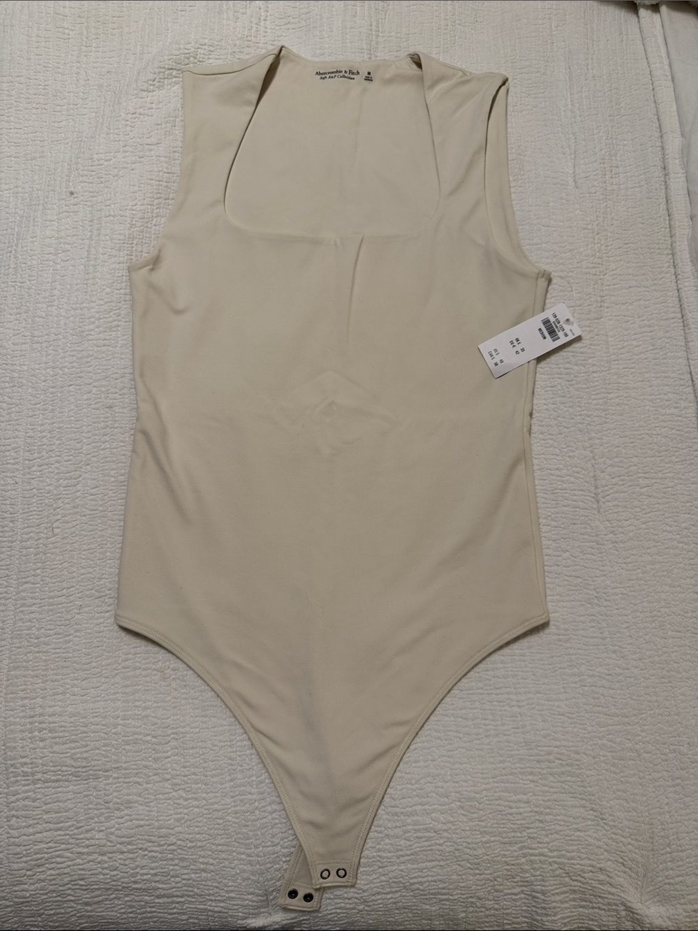 Abercrombie & Fitch Cream Square-Neck Sleeveless Bodysuit